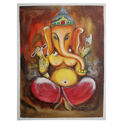Bénédiction Ganesha | Peinture à l'huile sur toile
