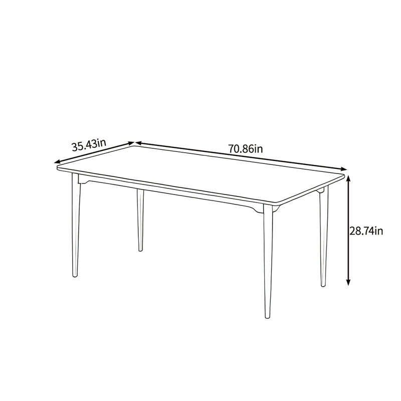 Table à manger classique en bois massif, Burlywood, H 28,74 po x L 70,86 po x l 35,43 po