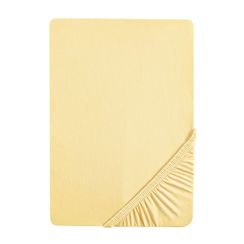 100% Cotton Jersey Knit Fitted Sheet, Light yellow, 140-160 x 200 cm