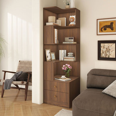 Armoire de coin en bois manufacturé brun noisette