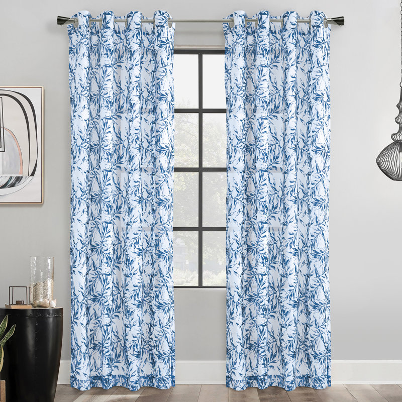 Panneau de rideau diaphane Jenny, L 52 po x L 63 po, Bleu indigo
