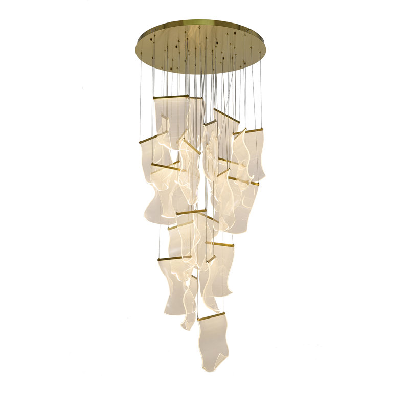Pendentifs transitionnels en acrylique à DEL 24 lumières Transitional, Laiton, 24 lumières