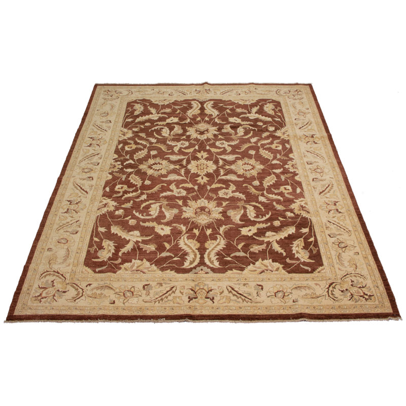 Tapis en laine beige/brun 10 pi 2 po x 13 pi 7 po à la main one-of-kind-noué la 2010 ushak Braga