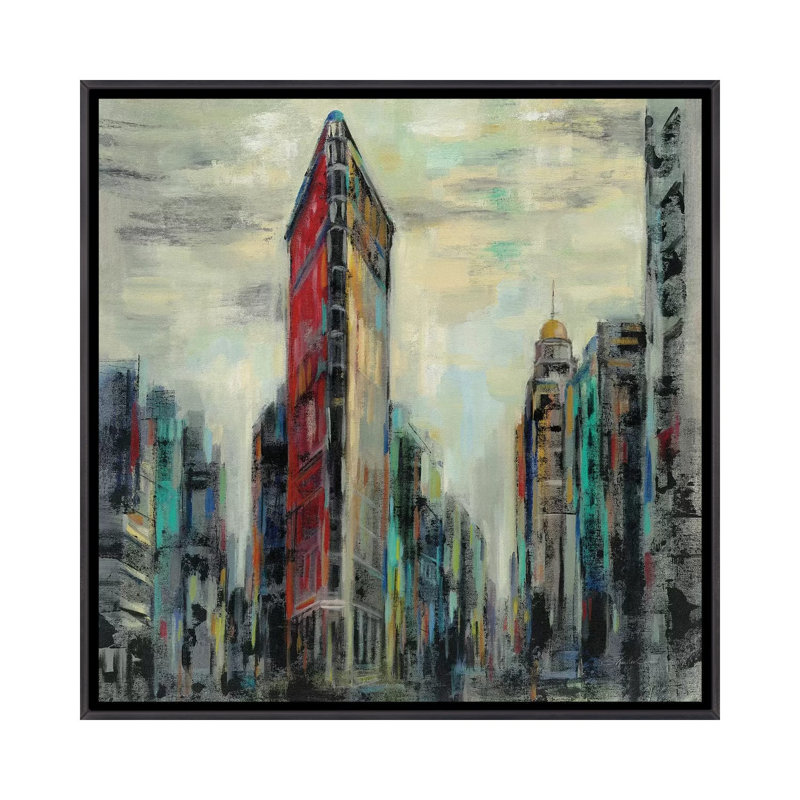 «Manhattan Flatiron Building» par Silvia Vassileva - reproduction d'art, H 18 po x l 18 po x 1,5 po, Pas de tapis