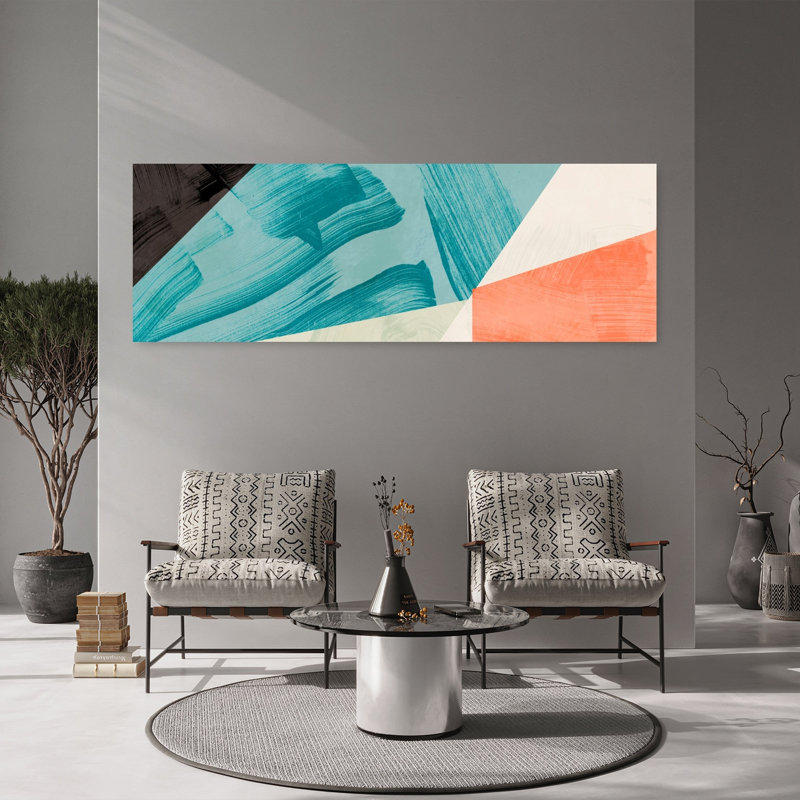 Art mural contemporain abstrait géométrique Ecken4, H 60 po x l 20 po
