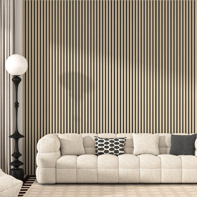 94" x 24" Acoustic Wood Wall Panels – Soundproof 3D Slat Design for Walls & Ceilings, Decorative Wooden Wall Covering