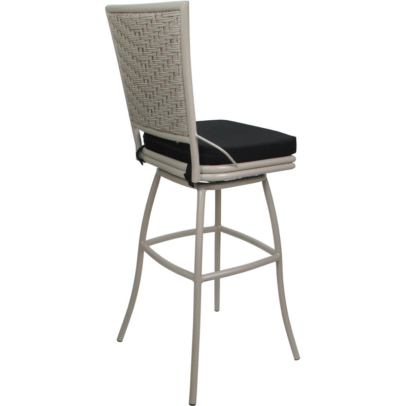 Tabouret de bar d'extérieur d'extérieur très haut 34 po sans accoudoirs, Beige, Black