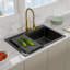 Évier de cuisine en granite noir encastrable 33 po avec accessoires 33 po
