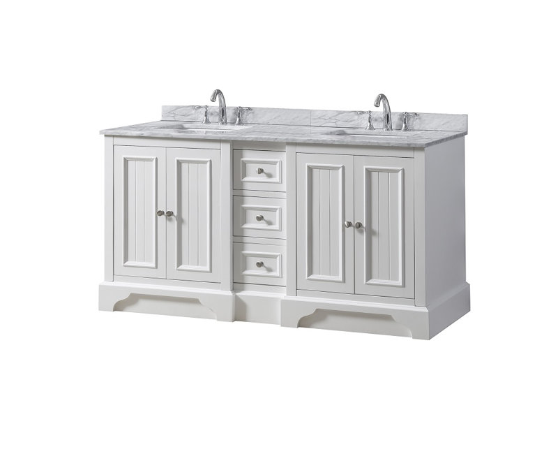 Mimms 60 " W Freestanding Standard 2 Double Vanity Bathroom Vanity With Marble Top