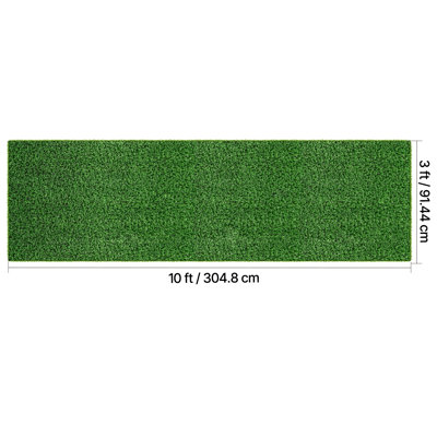 Artificial Grass, 10 x 3 ft Fake Grass Turf Rug, 0.6 in Pile Height Realistic Synthetic Lawn Carpet Roll Mat, Easy Clean Drainage Holes for Patio, Garden, Balcony, Outdoor Indoor Decor, Green