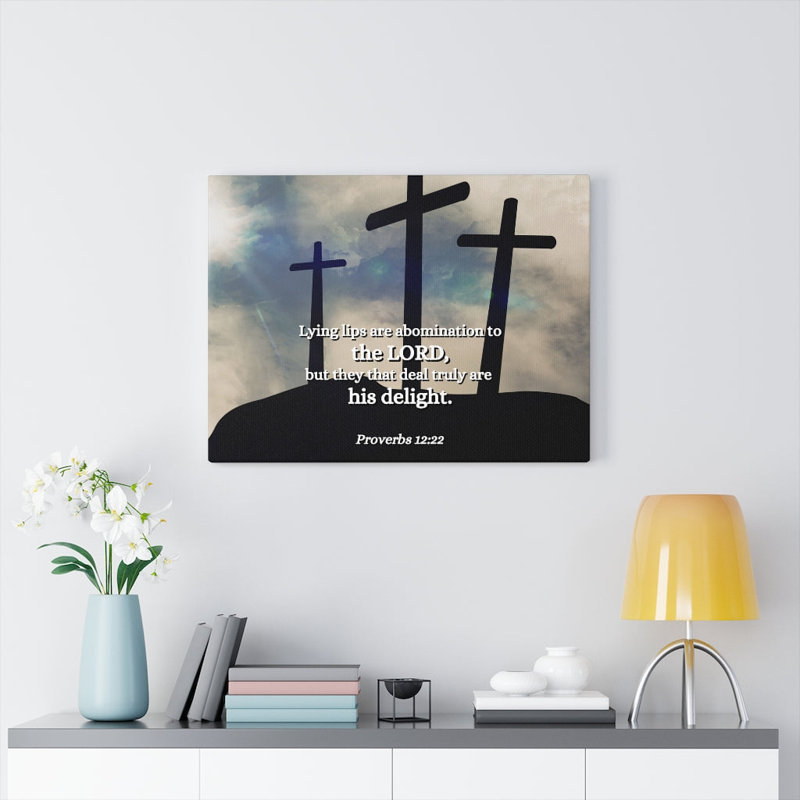 Lying Lips Proverbs 12:22 - Wrapped Canvas Print, 30cm H x 41cm W
