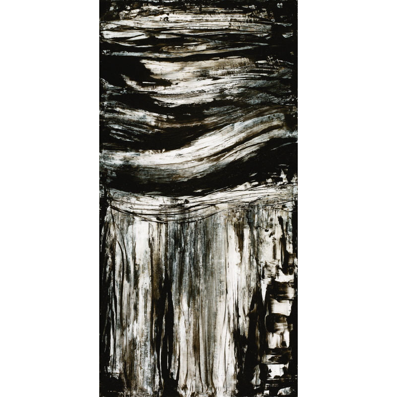 Black Waves Painting, Glass Coat, 72" H x 36" W