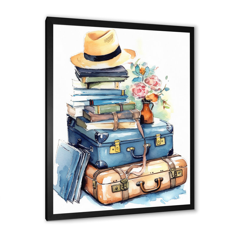 Voyage aventure I - Art mural campagne pour le salon, Cadre simple noir, H 32 po x l 24 po x P 1 po