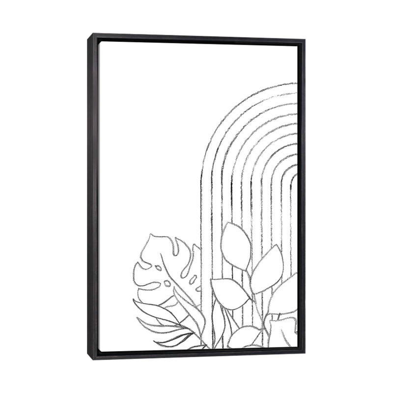 Dessin botanique - reproduction d'art, H 40 po x l 26 po x P 1,5 po, Toile avec cadre noir patiné, Aucun mat