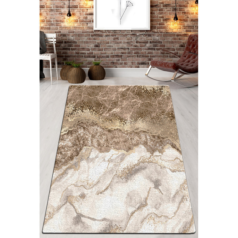 Stylish Area Rug, 5.2 x 7.5 Feet, 100% Polyester, 0.4-inch Pile Height | Antibacterial, Non-Slip Underside, Machine Washable | Perfect for Living Room, Bedroom, or Dining Area | Easy Care, Elegant Design
