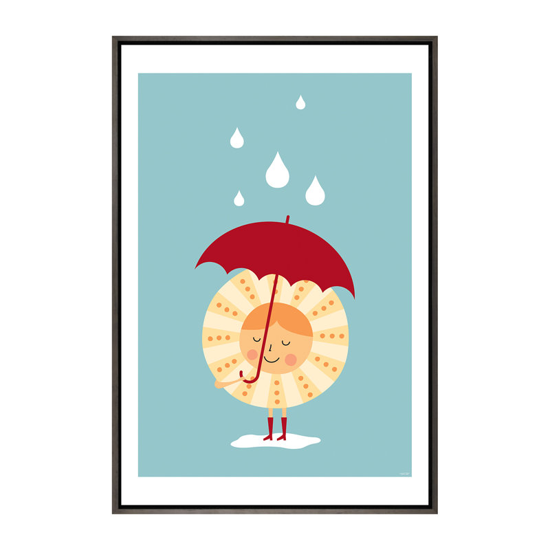 Soleil sous la pluie - impression, Toile avec cadre en bois gris, Pas de tapis, H 60 po x l 40po x P 1,5 po
