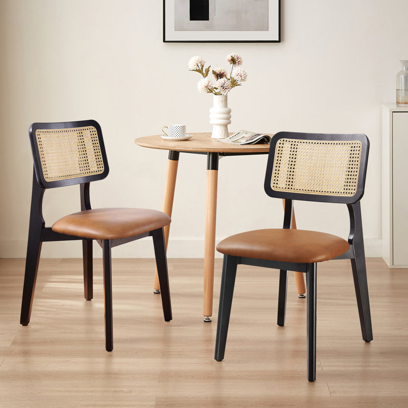 Starla 18.9" W Leather Side Dining Chairs, Black