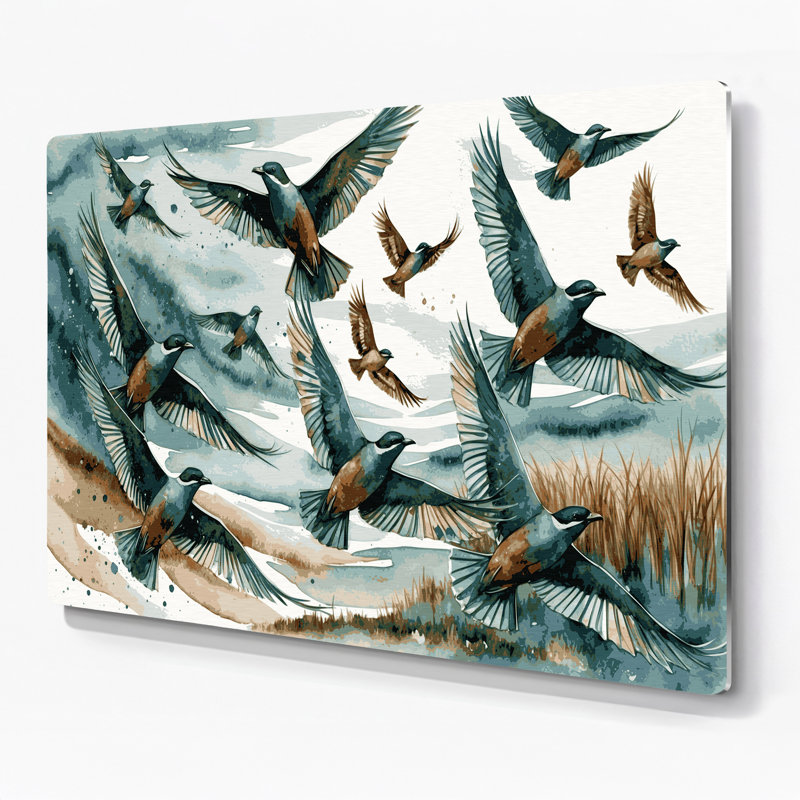 Art mural en métal oiseaux, H 20 po x l 30 po