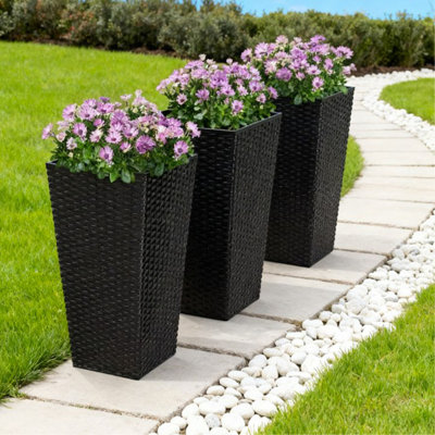 Ensemble de 3 pots à fleurs spacieux, boîte de plantes, grande boîte à fleurs