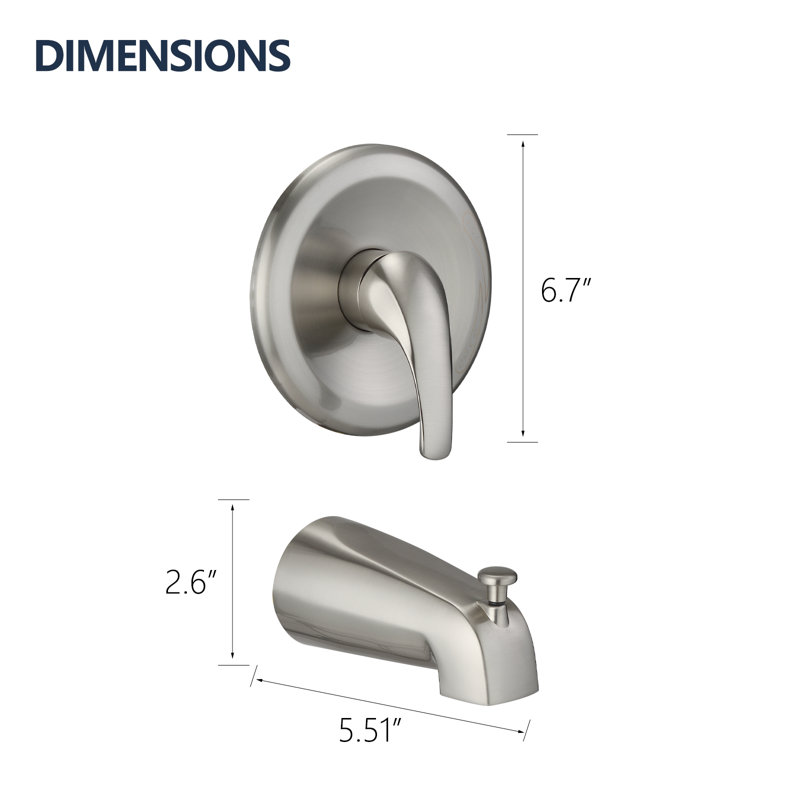 1 Handle Bathroom Bath Shower Mixer, Nickel brossé