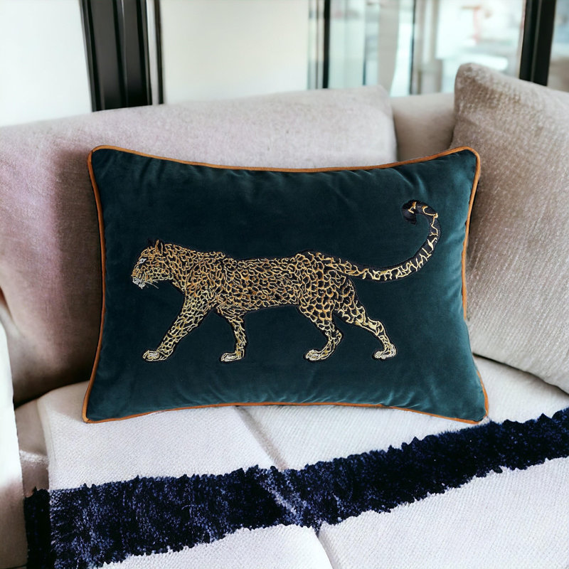 Housse de coussin réversible en velours brodé, H 14 po x l 20 po
