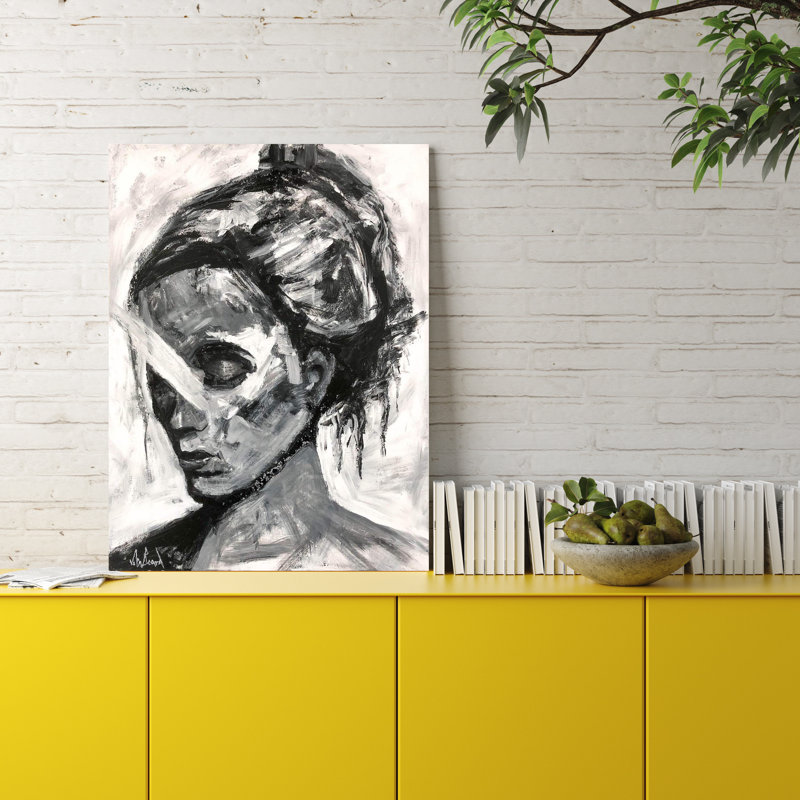 «Abstract Girl», reproduction d'art sur toile, H 25,5 po x l 21,5 po x P 1,75 po, Toile avec cadre brun