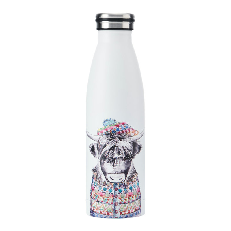 Tipperleyhill Highland Cow Double-Walled Stainless Steel Water Bottle, 500ml