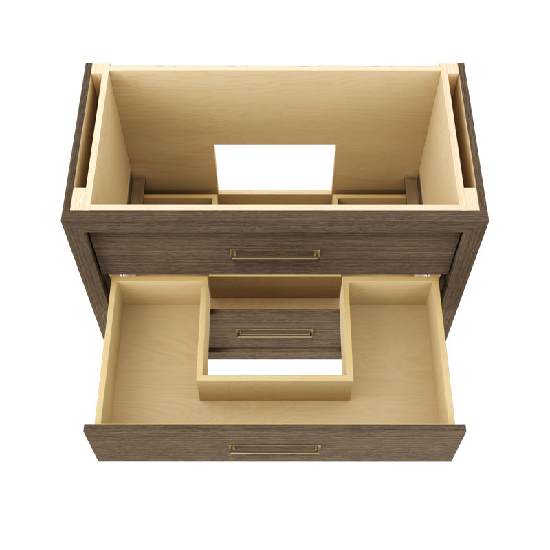 Avalon Three-Drawer Single Bath Vanity, Smoked Modern, Satin Gold, 42"