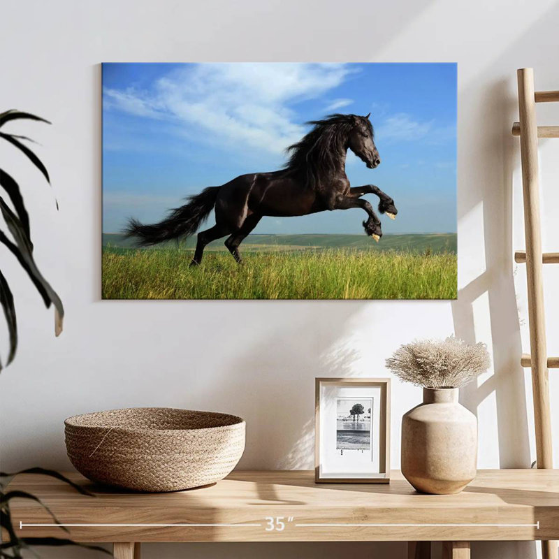 Brampt superbe cheval frison, H 16 po x l 24 po