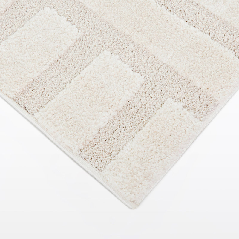 Derrida Cream Indoor/Outdoor Striped Transitional Area Rug, Rectangle 5'3" x 7'