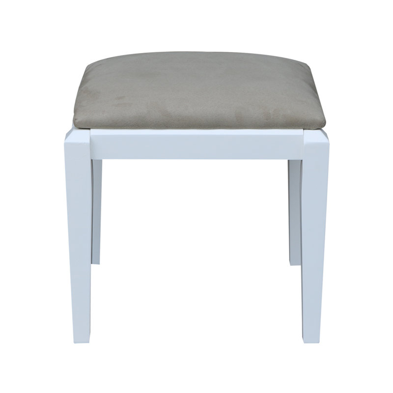 Andalusia Solid Wood Accent Stool, Snow White