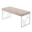 Banc contemporain en métal argenté et tissu léopard beige-1911610504