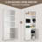 Standing Wooden Bookcase with 3 Tier Open Book Shelving and Double Doors-562250612