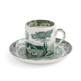 Heritage Green Italian 3 Oz. Espresso Cups & Saucers, Set of 4