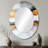 Contrasting Harmony Of Gray And Golden Marble II - Abstract Oval Decorative Mirror On Metal-983910119