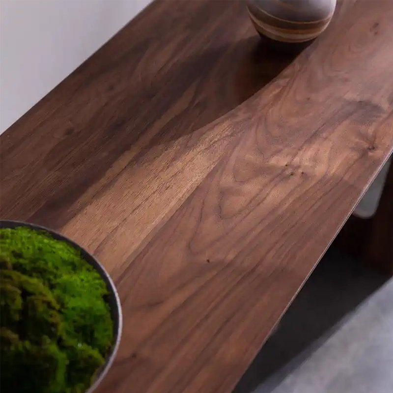 Modern Minimalist Walnut Console Table, 33.46" H x 62.99" W x 15.75" D