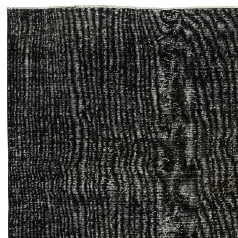 Tapis turc noir moderne pour la chambre à coucher 6x9,8 pi. Tapis vintage en laine fait à la main pour le salon