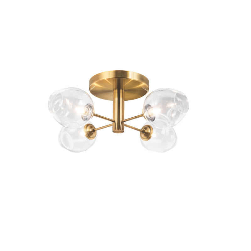 Andi Glass Semi Flush Mount, Vintage Bronze, Clear