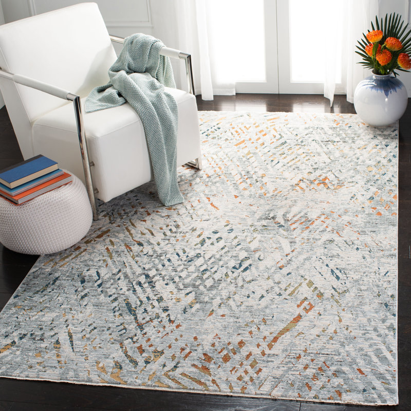 Tapis de couloir abstrait beige / gris Runner Harp, Tapis de couloir 2 pi 2 po x 8 pi