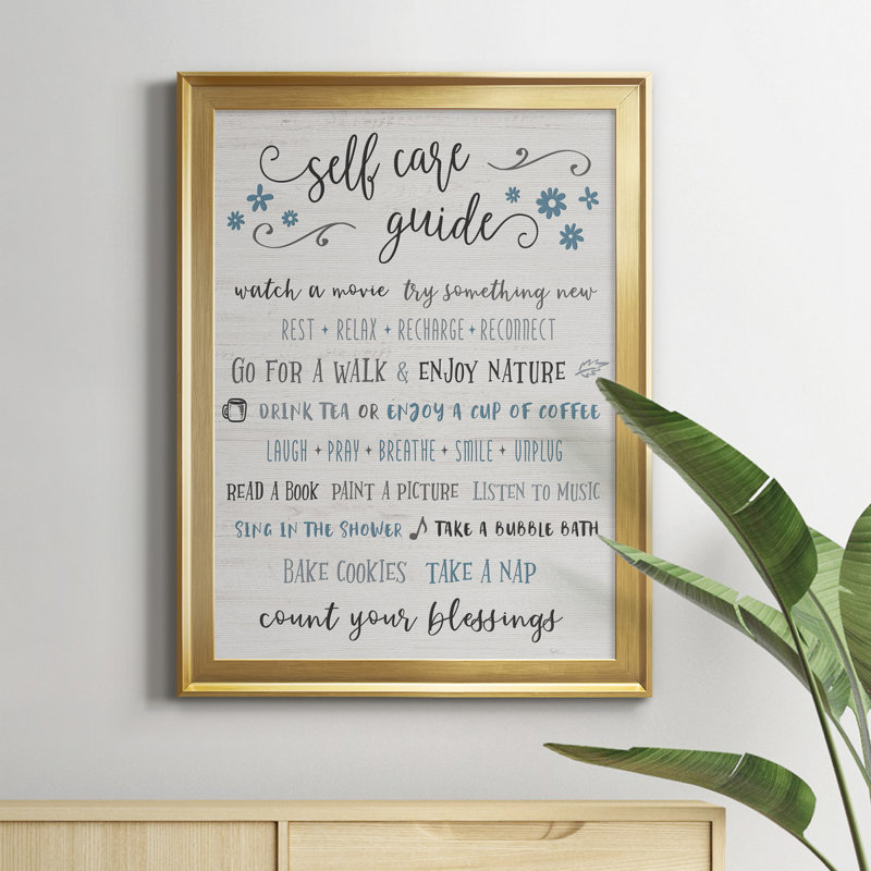 " Guide To Self Care ", Gold Framed, 24.5" H x 18.5" W x 1" D