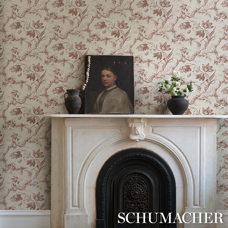 Toile De Fleurs Wallpaper, Fawn