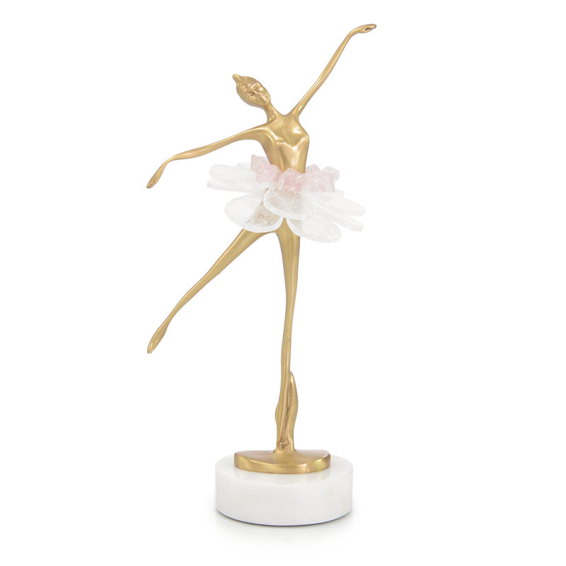 Selenite Ballet Sculpture On Marble Base I