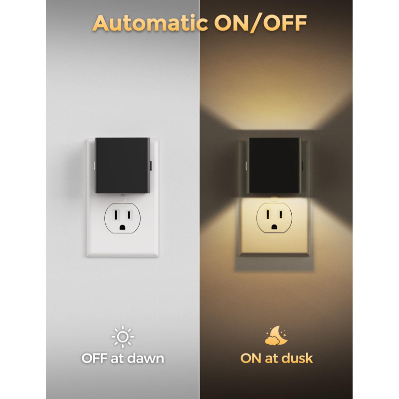 LED Night Lights Plug Into Wall [2 Pack], Plug In Nightlight, 3 Level Brightness Adjustable Night Light, Dusk To Dawn Sensor, Nightlights