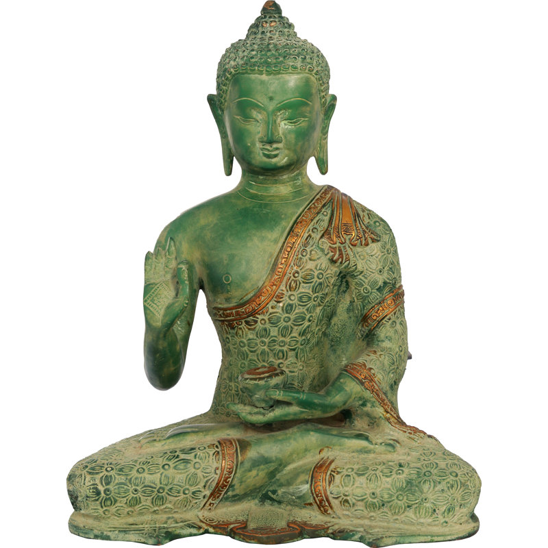 Bouddha béni 10 po en laiton | Fait à la main | Fabriqué en Inde, Vert
