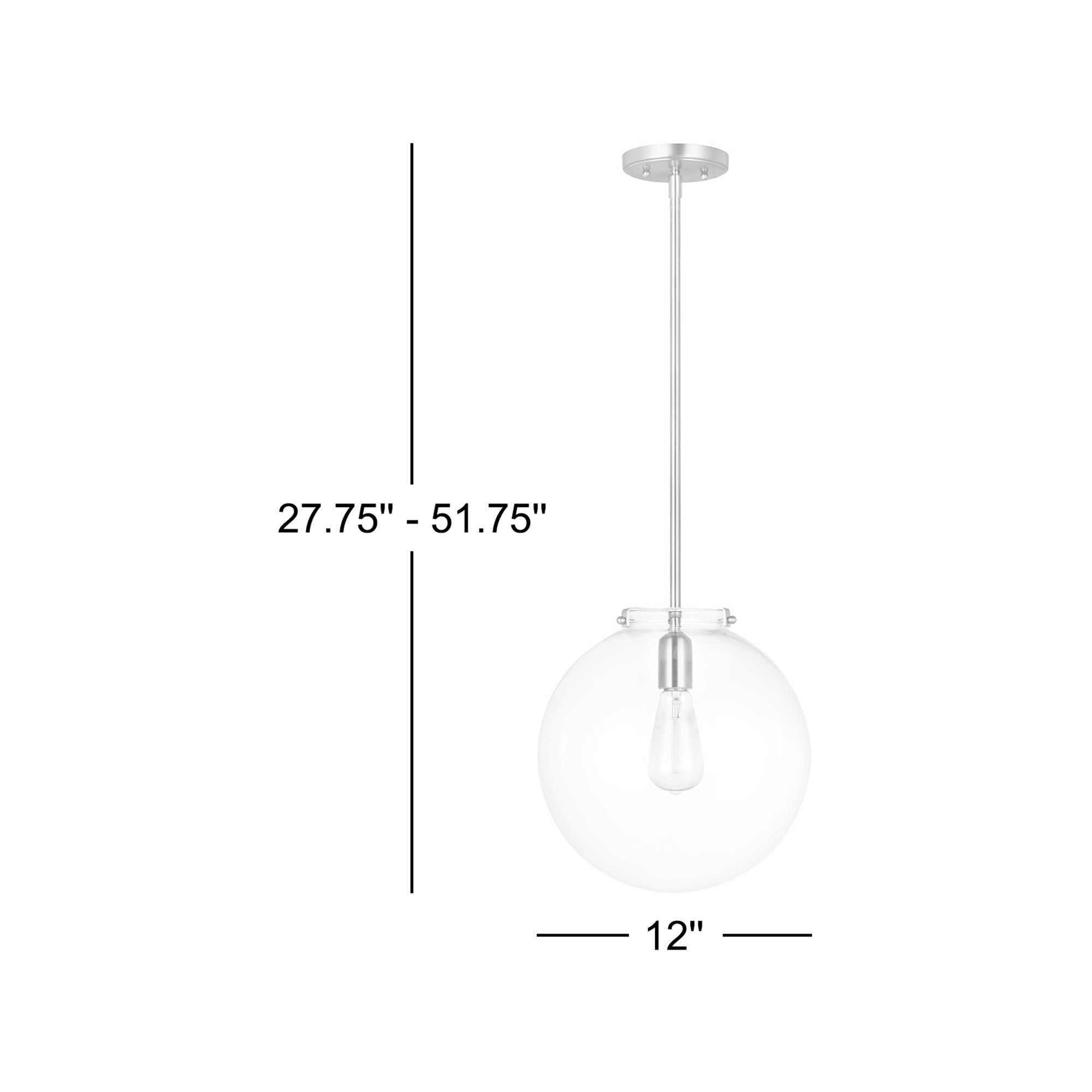 Catryn Single Light Glass Dimmable Pendant, Midnight Black