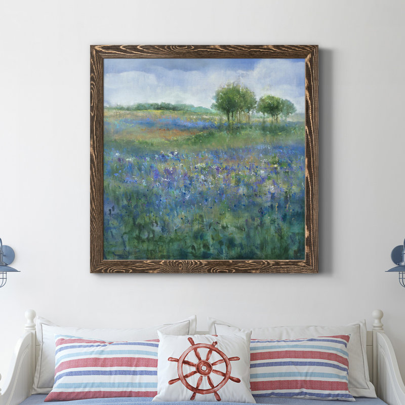 " ROLLING HILL ", 35.5" H x 35.5" W x 1.5" D, Walnut Framed