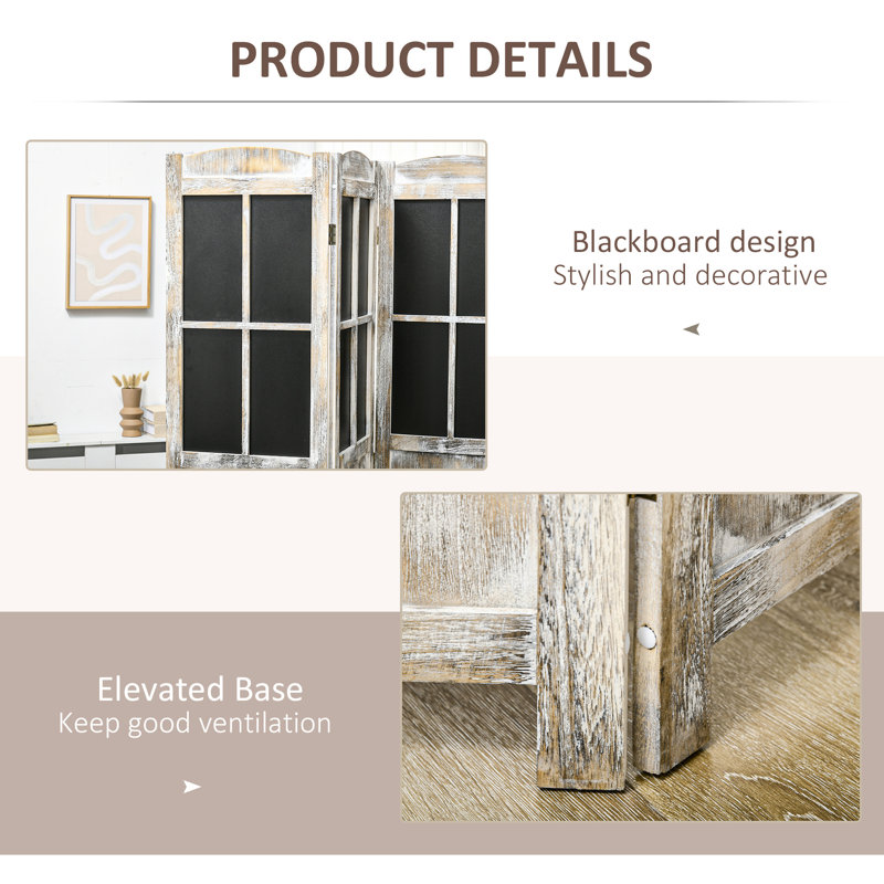 Cloison d'intimité à 4 panneaux, hauteur 5,6 pi avec planches noires, bois portable pour écrans de cloison de confort, bureau