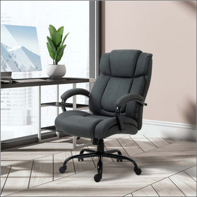 Big And Tall Executive Office Chair 484Lbs With Wide Seat, Computer Desk Chair With Linen Fabric, Adjustable Height, Swivel Wheels