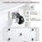 White Fluted Rolling Kitchen Island With Power Outlet, Trash Can Storage, Drawers, And Open Side Racks For 10 Gallon Bin | Gift Idea
