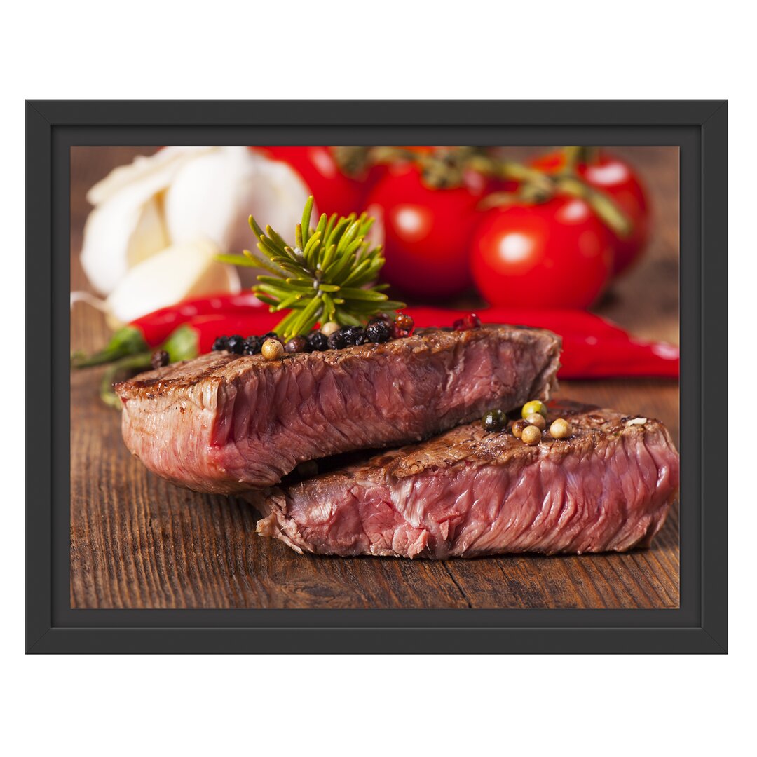 Gerahmtes Wandbild Saftiges Pfeffer Steak